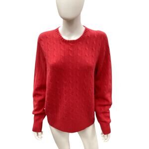Vintage Polo Ralph Lauren Sweater Unisex Size S Cable Knit 100%Cashmere Soft Red